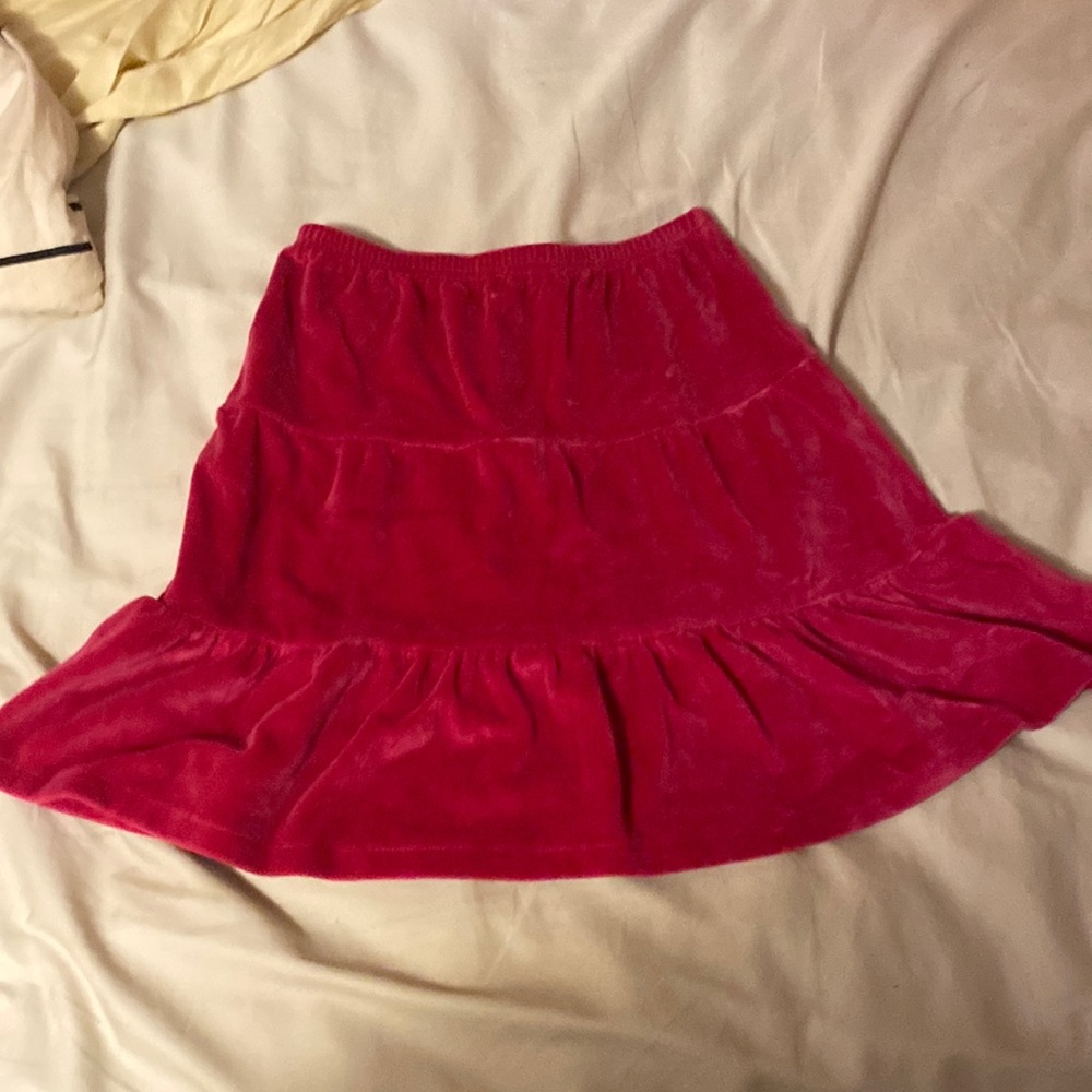 garnet hill kids size XL pink velvet material skirt